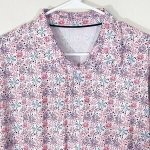MAELREG Performance Golf Polo Mens Large White Red Blue 4th Of July Fireworks